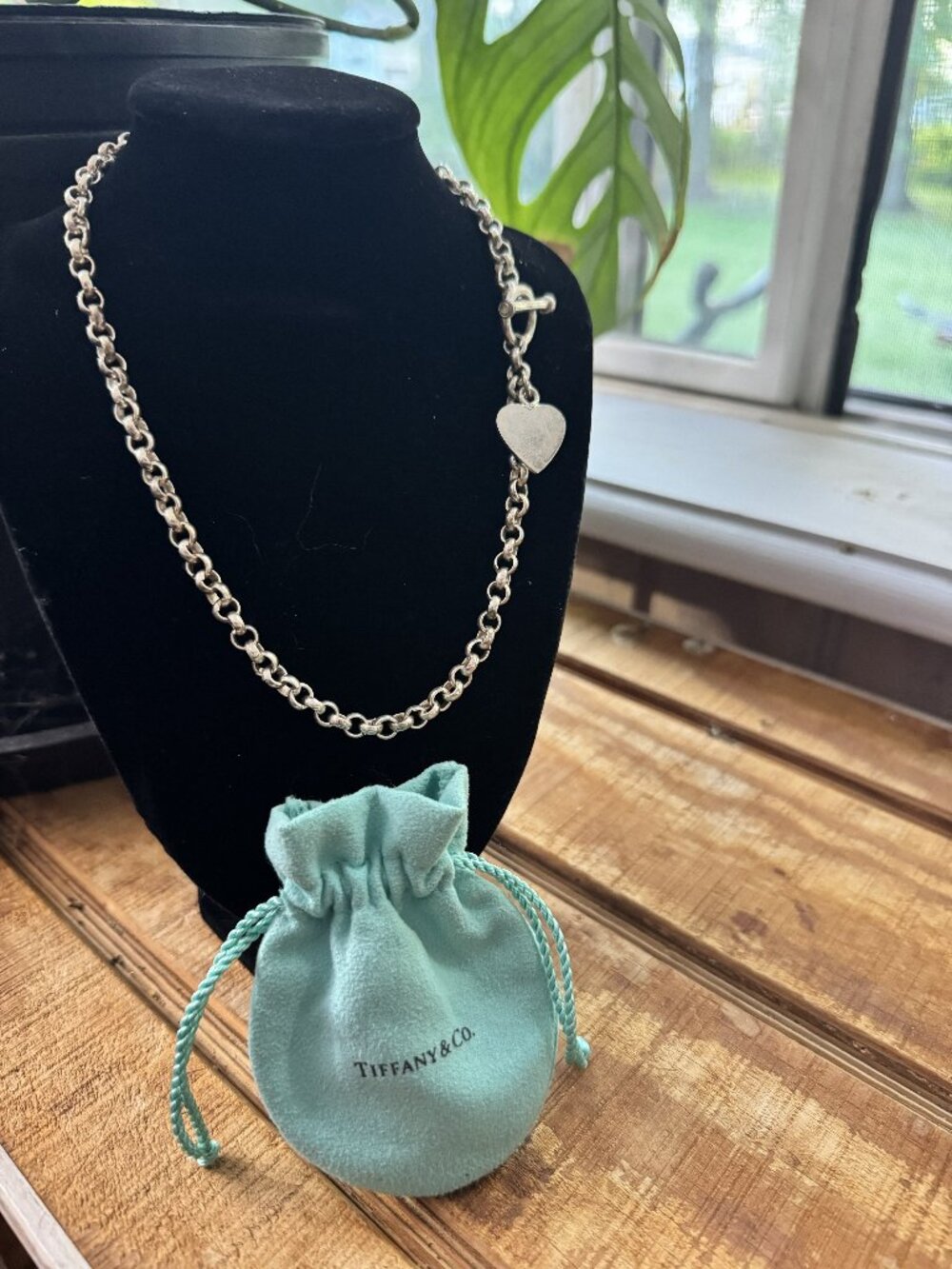 Tiffany & Co. Vintage Barbell Toggle Heart Tag Necklace 925 - Includes Pouch